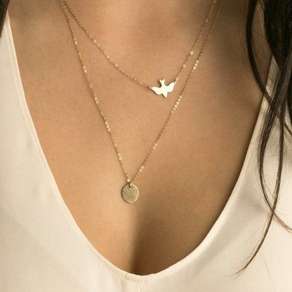 Urban Outfitters Jewelry - 3/$25 Dainty Layered Dove Coin Necklace